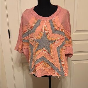 COPY - Pink and Gray Star Patchwork Women's Top